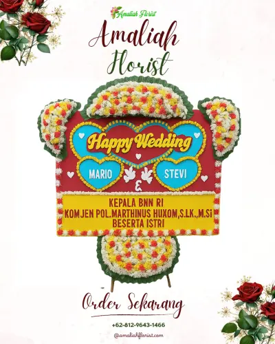 Karangan Papan Bunga Pernikahan di Tajun